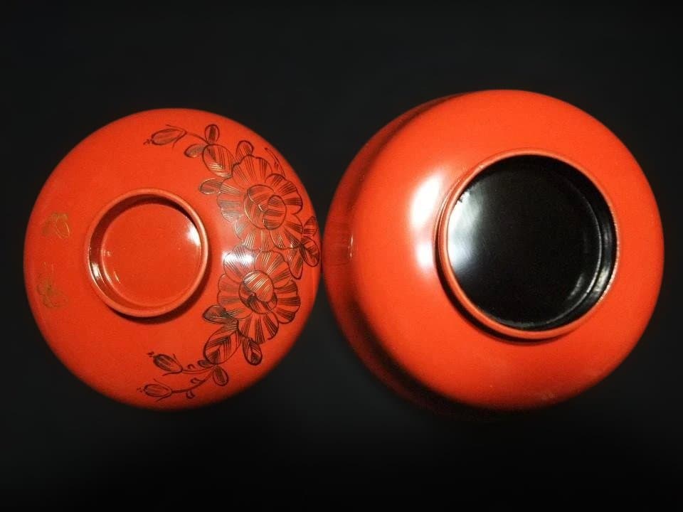 吸い物椀 金蒔絵 蝶 チョウ 花文 明治期 五客骨董 時代物 逸品 美品