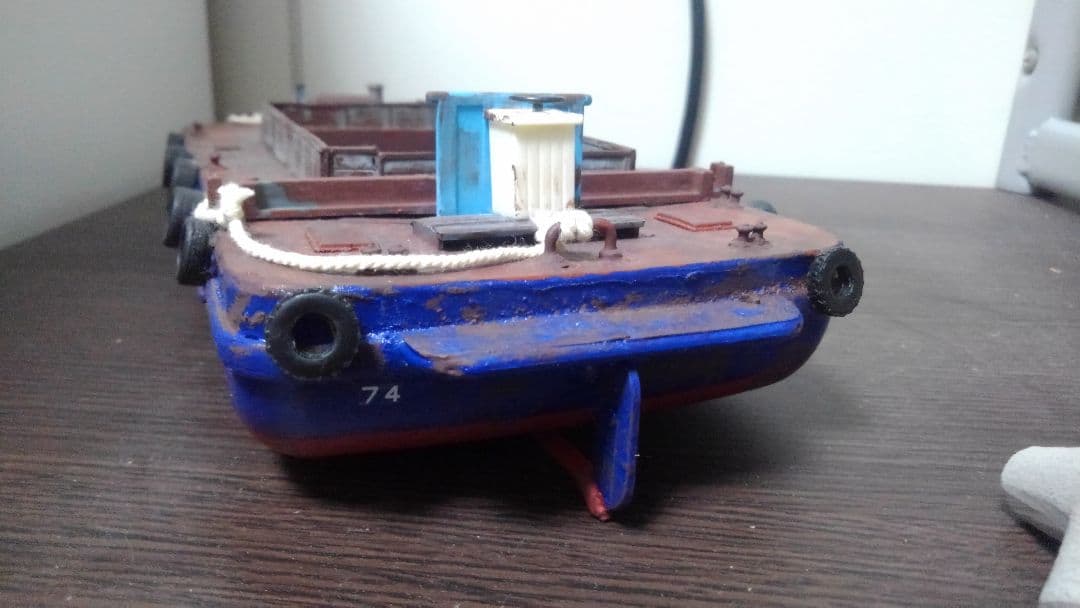 【ワンオフ】HO　完成品　艀　はしけ　バージ　船　ストラクチャー　サルベージ