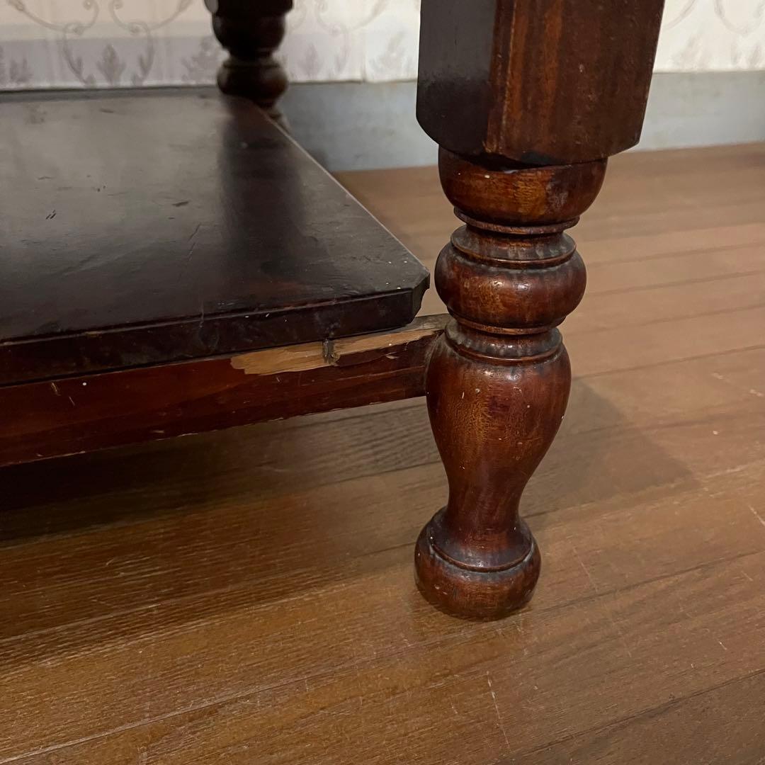 【アンティーク】昭和レトロ 木製 ろくろ脚 ローテーブル 文机 座卓 古道具