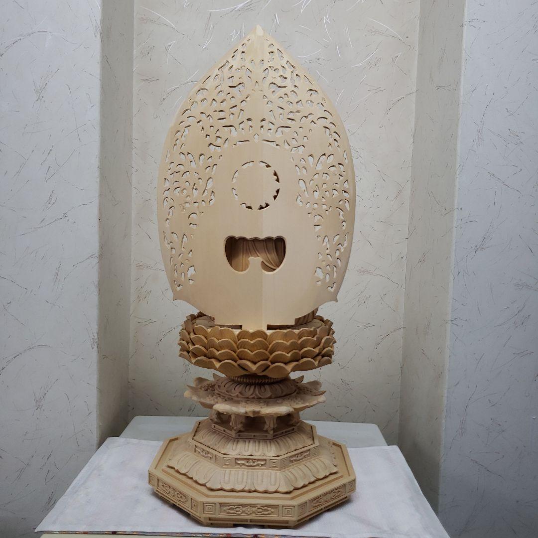 Ｂフライデー蔵出し特価仏像上彫りヒバ材 薬師如来坐像6.0寸★お薬師さん