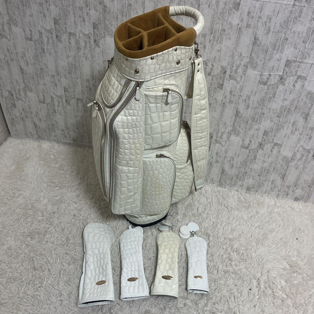 オウル OUUL ホワイトアリゲーター キャディバッグ ヘッドカバー付き