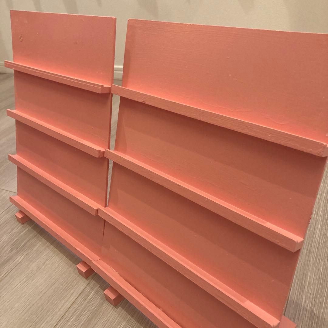 2個セット　ハンドメイド　什器　木製　ディスプレイスタンド　ピンク　マルシェ