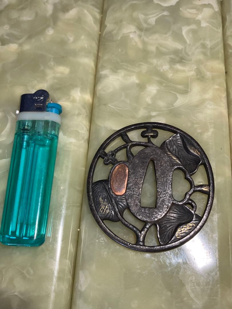 鍔　日本刀鍔　透かし　金象嵌　長州住友正