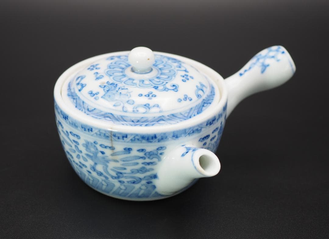 京焼 名工 原平作 青華 染付 急須