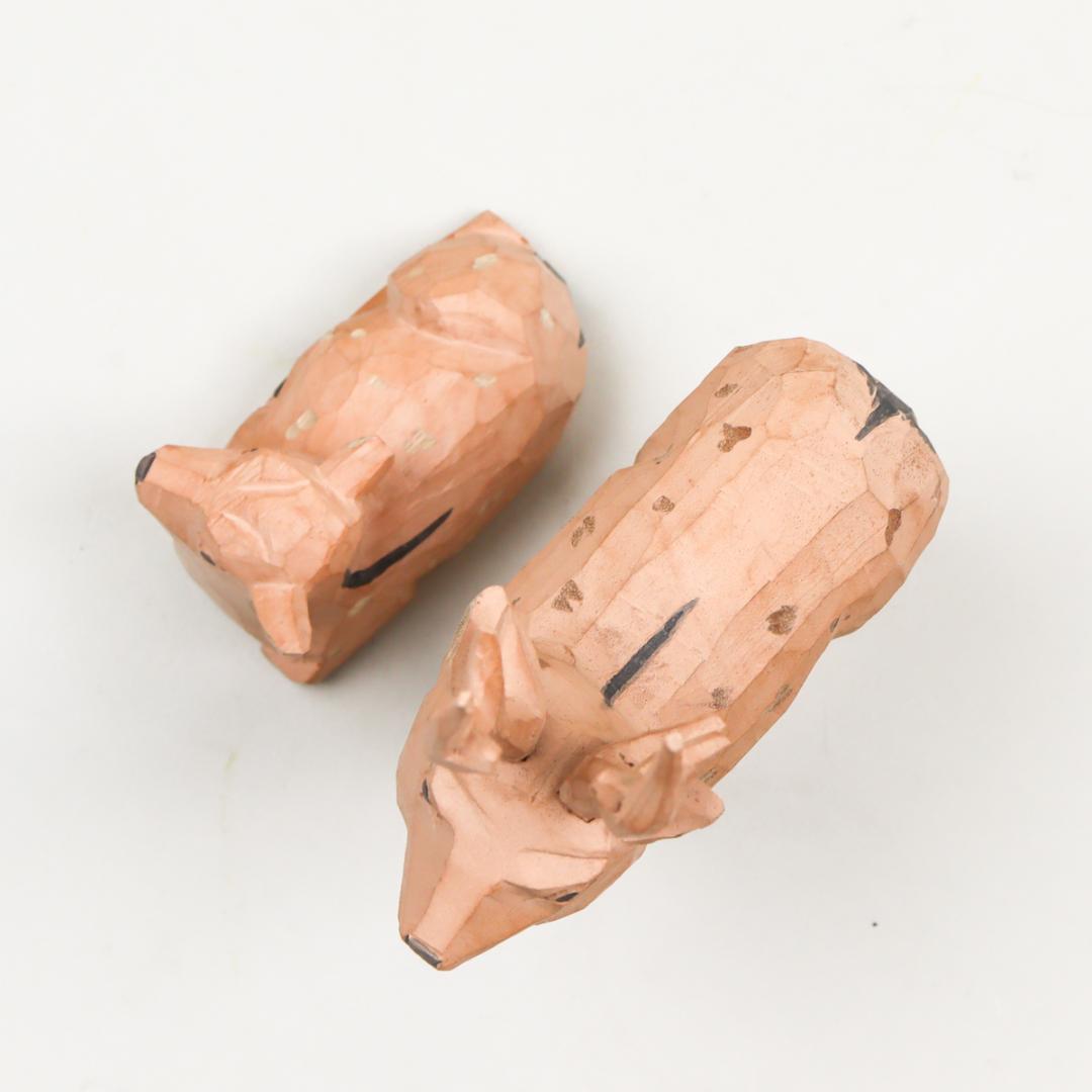 奈良人形師 染川宗進 鹿 木彫 置物 共箱