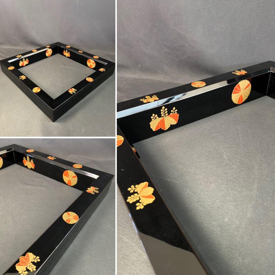 E150 送料無料　黒塗炉縁　高台寺蒔絵　塗師陽斎造　茶道具　茶室　茶道　共箱