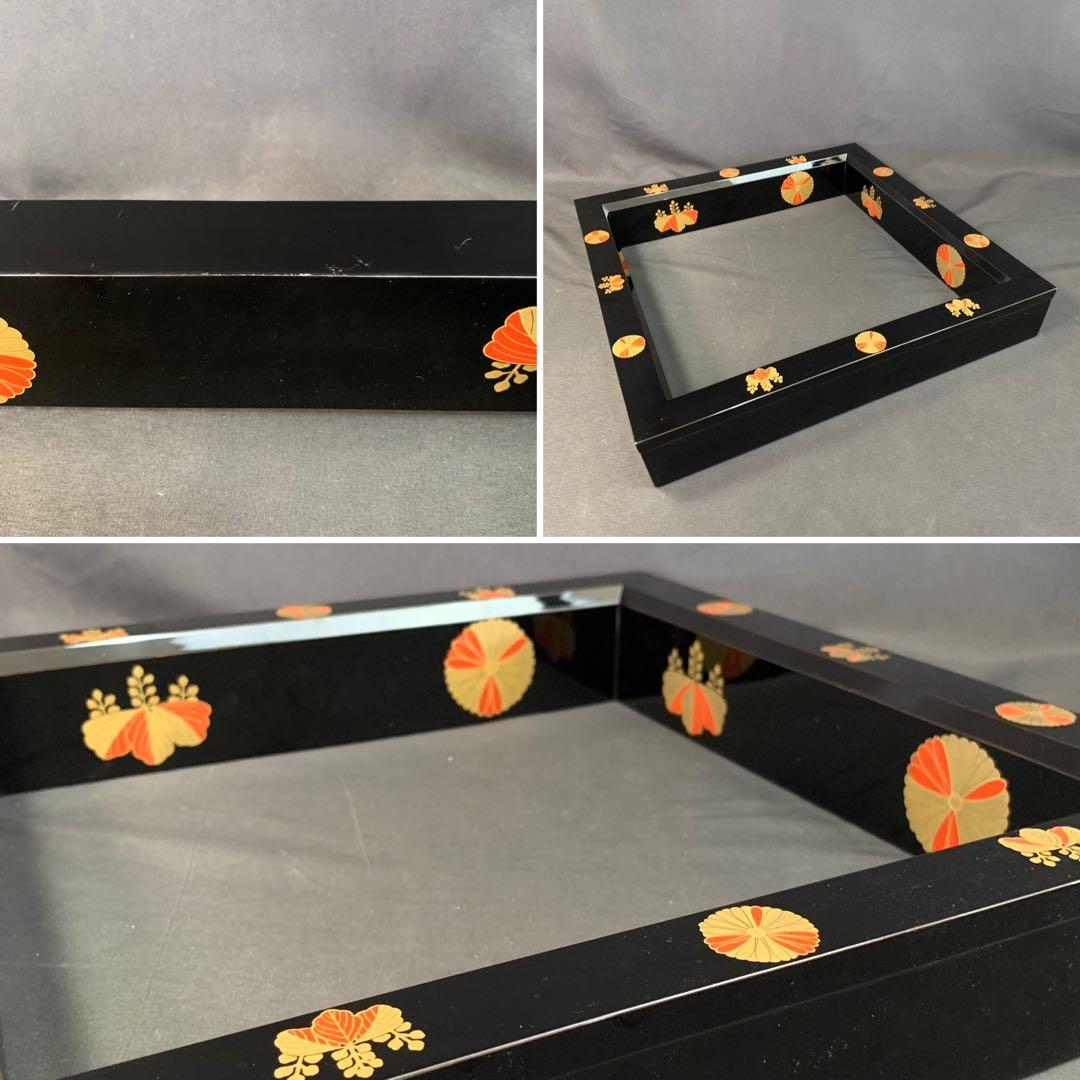 E150 送料無料　黒塗炉縁　高台寺蒔絵　塗師陽斎造　茶道具　茶室　茶道　共箱