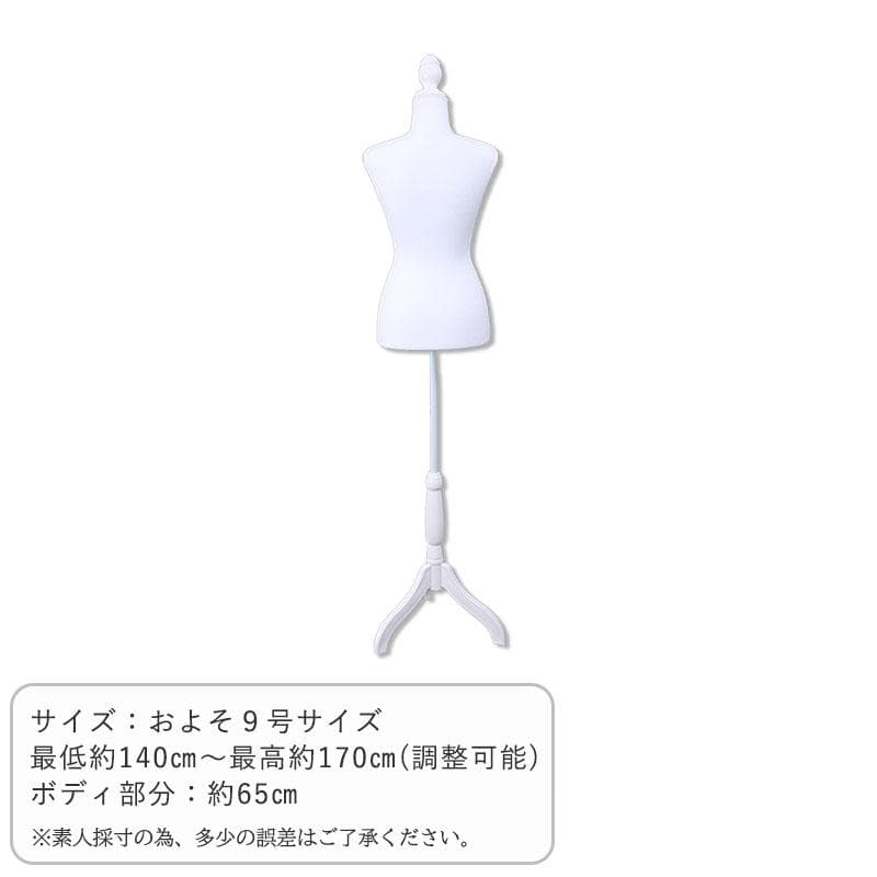 上半身 女性 レディース トルソー マネキン ホワイト 9号サイズ 腕なし