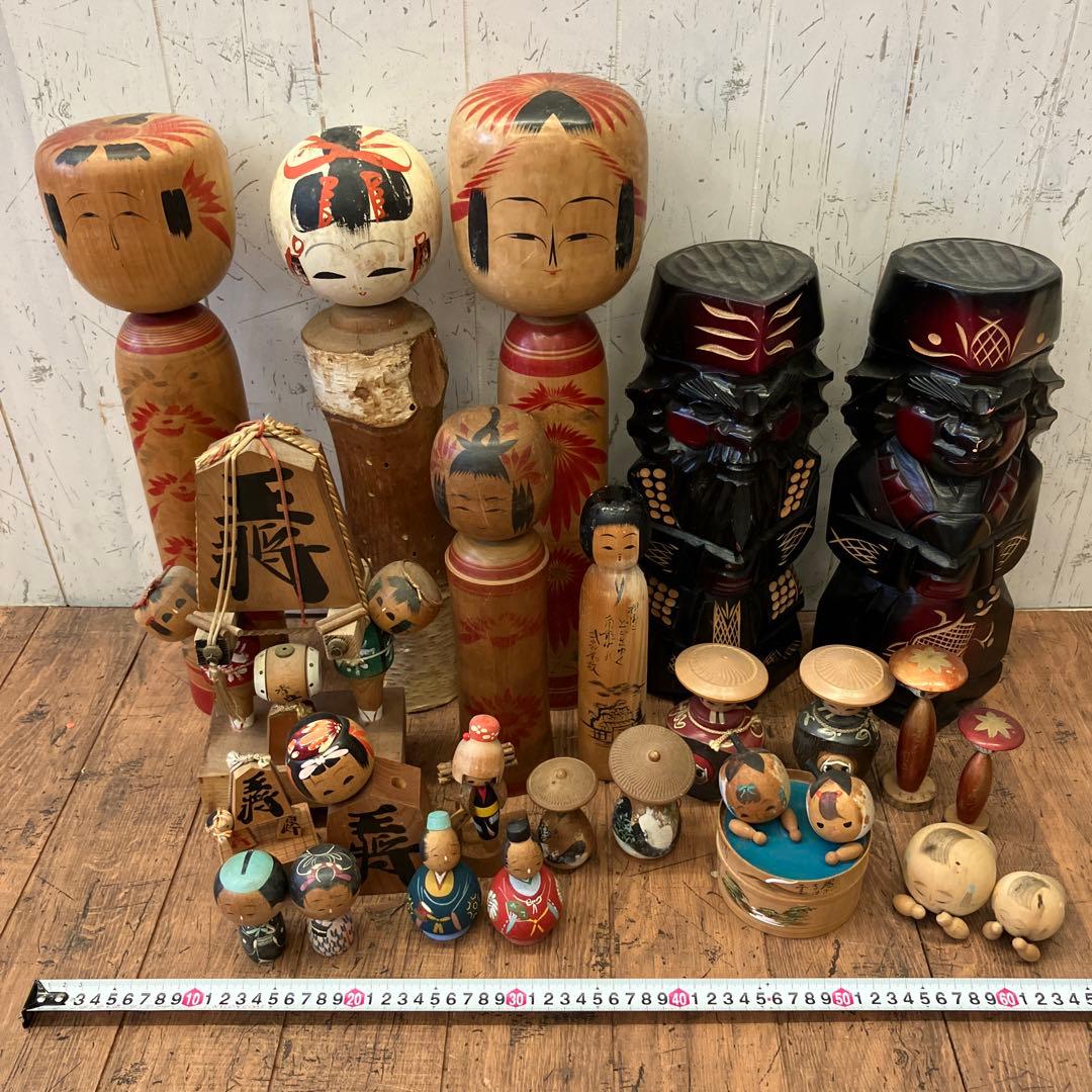 昭和レトロ 木製 こけし 小芥子 24体セット 伝統的なこけし人形セット