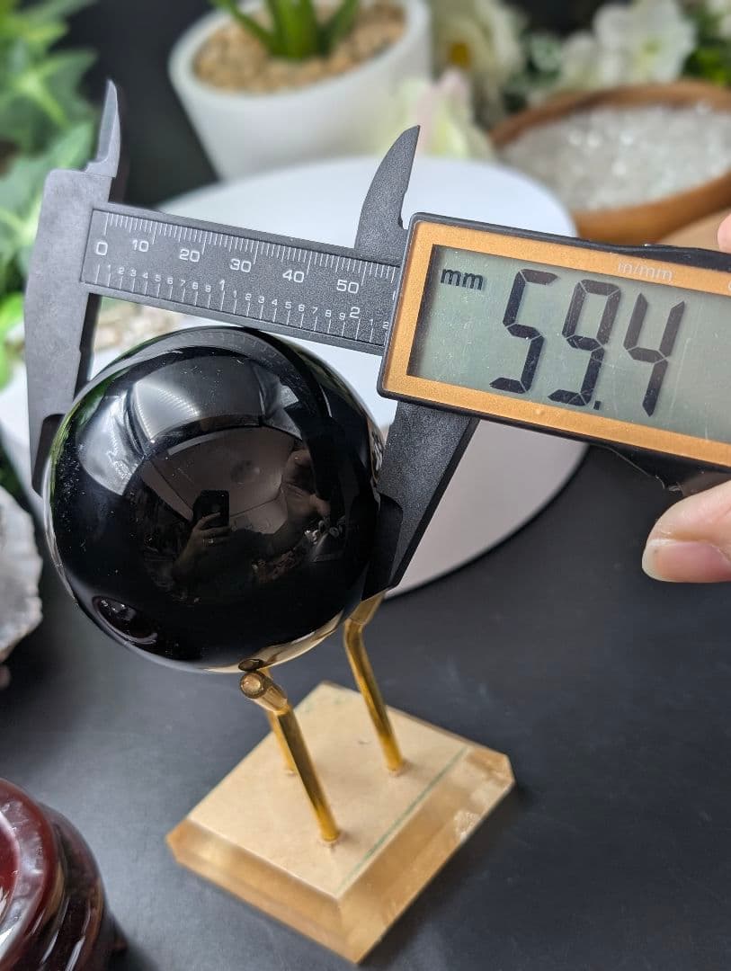 3点　288g大玉 黑曜石 59.4mm 丸玉　KS2