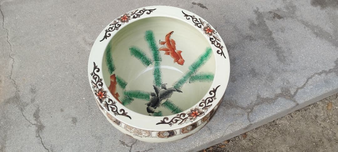 [希少】薩摩焼？九谷焼？　火鉢　金魚鉢　メダカ鉢　アンティーク　骨董品　時代物