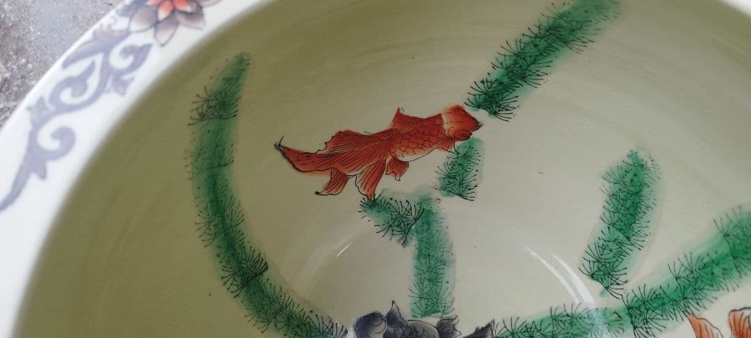 [希少】薩摩焼？九谷焼？　火鉢　金魚鉢　メダカ鉢　アンティーク　骨董品　時代物