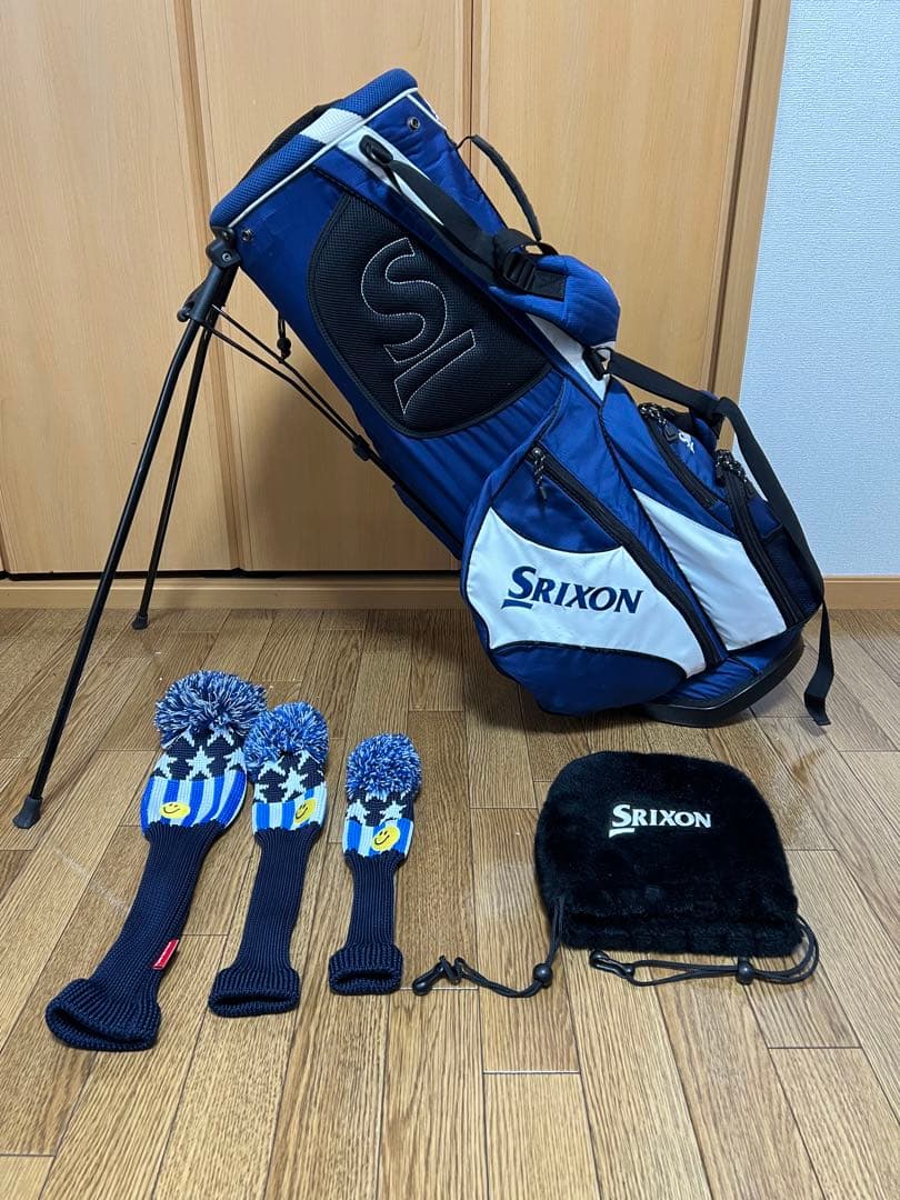 スリクソン　スタンド　キャディバッグ　ネイビー　アイアンカバー　ヘッドカバー付き