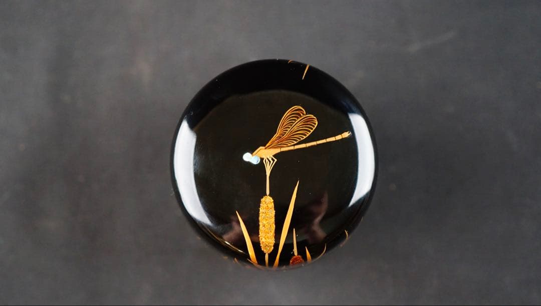 輪島塗　蜉蝣蒔絵　棗　内銀地　中嶋宗峰