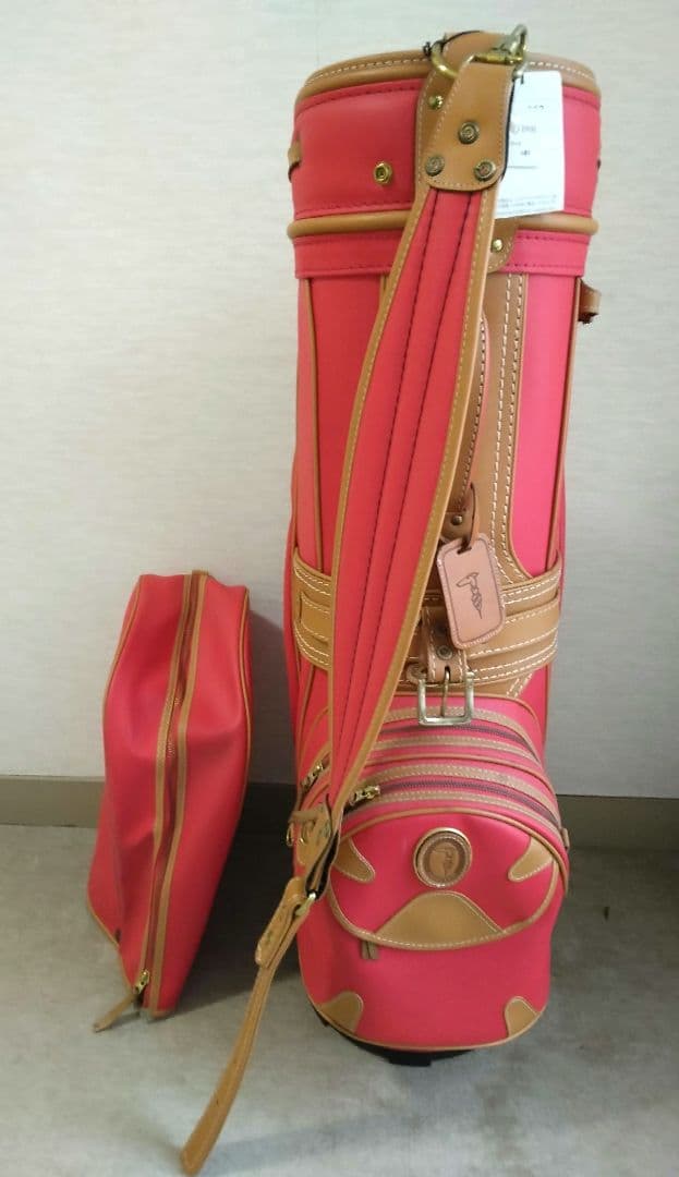 未使用　 トラサルディ ゴルフキャディーバッグ　レッド系　タグ付き