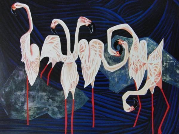 加山又造、紅鶴、希少、新品額・額装付、オーダーマット額装