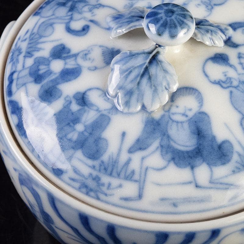 煎茶道具　平戸焼　染付　人物文　宝瓶　V　R9205