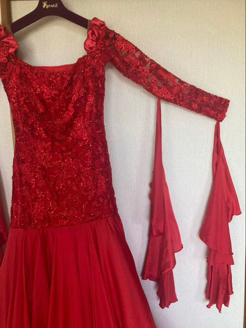 gentil 赤　ドレス　社交ダンス　スタンダード