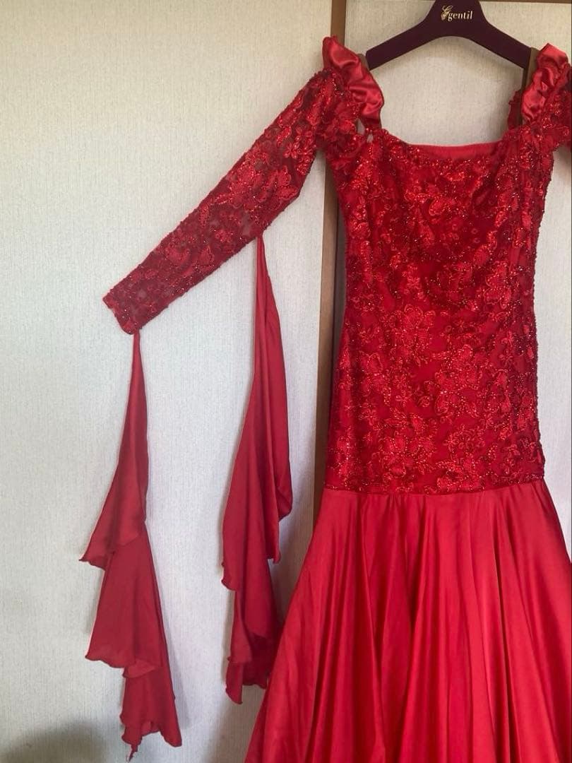 gentil 赤　ドレス　社交ダンス　スタンダード