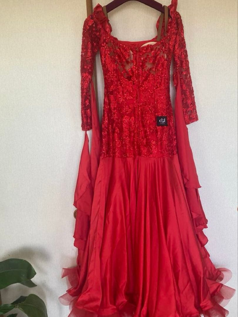 gentil 赤　ドレス　社交ダンス　スタンダード