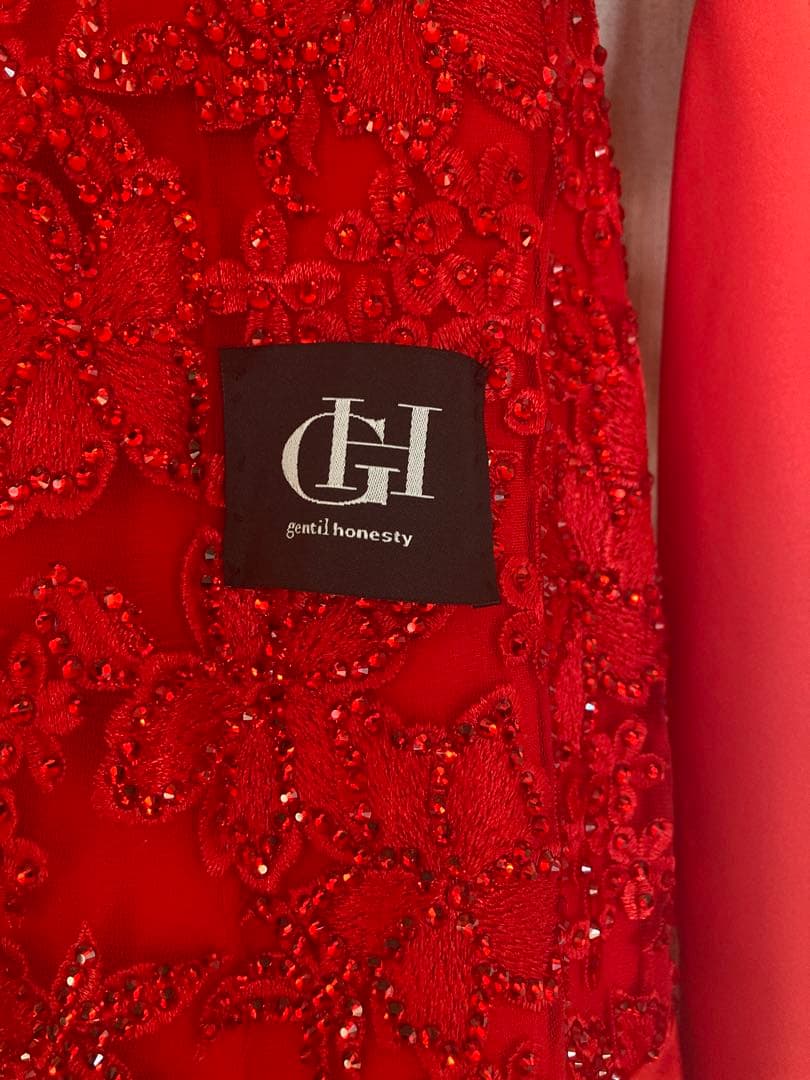 gentil 赤　ドレス　社交ダンス　スタンダード