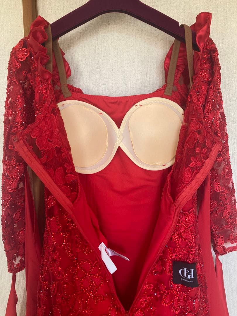 gentil 赤　ドレス　社交ダンス　スタンダード