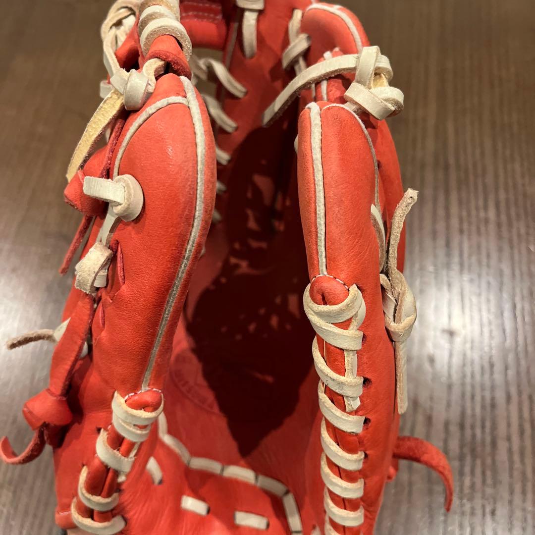 オレンジレザー 軟式用グローブ 右利き用