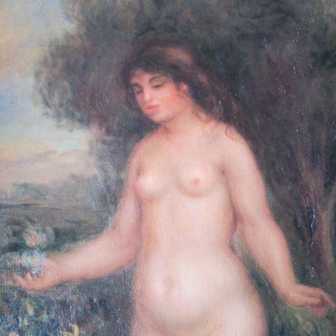 印象派 女性の裸体画 金色フレーム付き