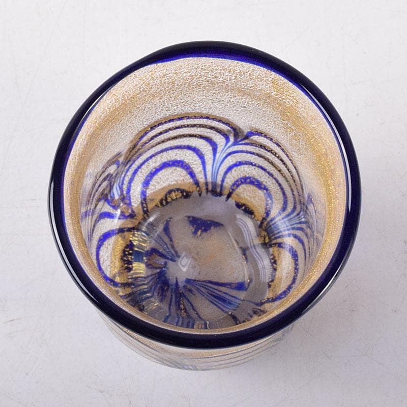 ガラス工芸　岩田久利作　盃　共箱　V　R8713