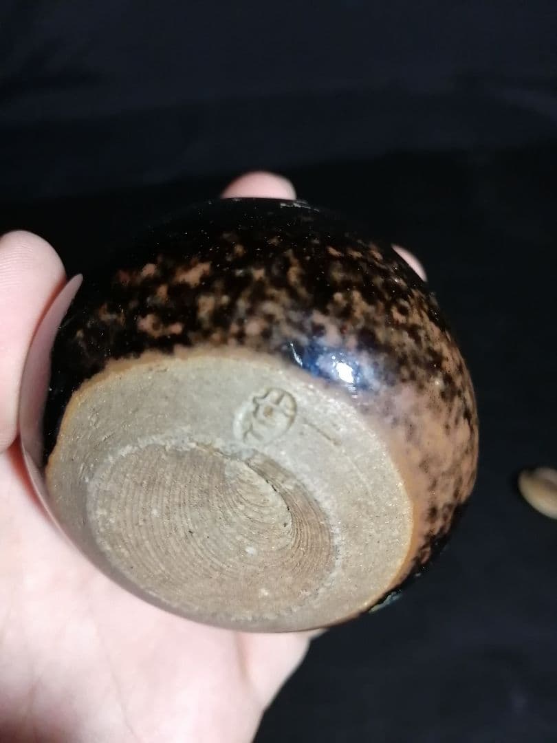 【茶道具】膳所焼丸茶入　時代茶入れ　茶入105