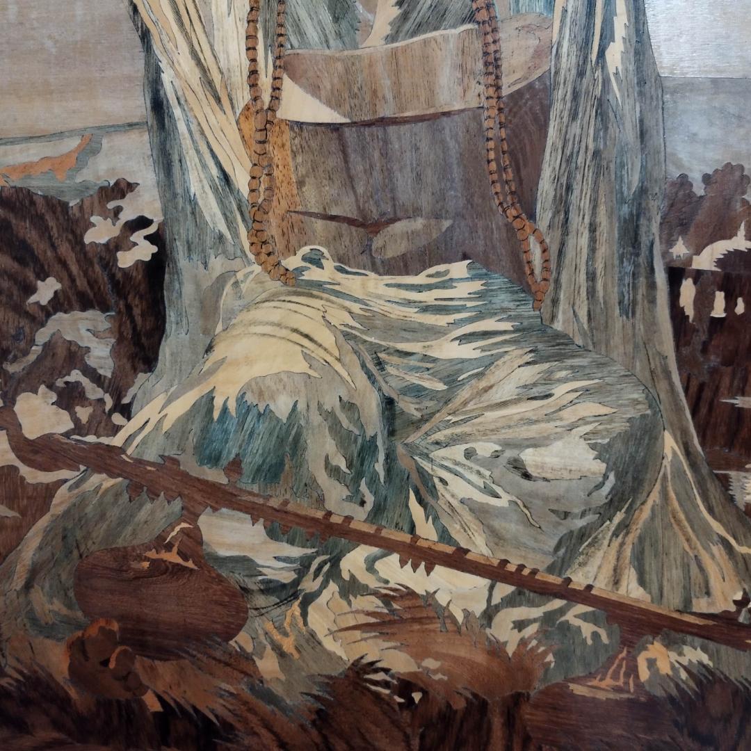 木象嵌　木製絵画　ビンテージ　54年