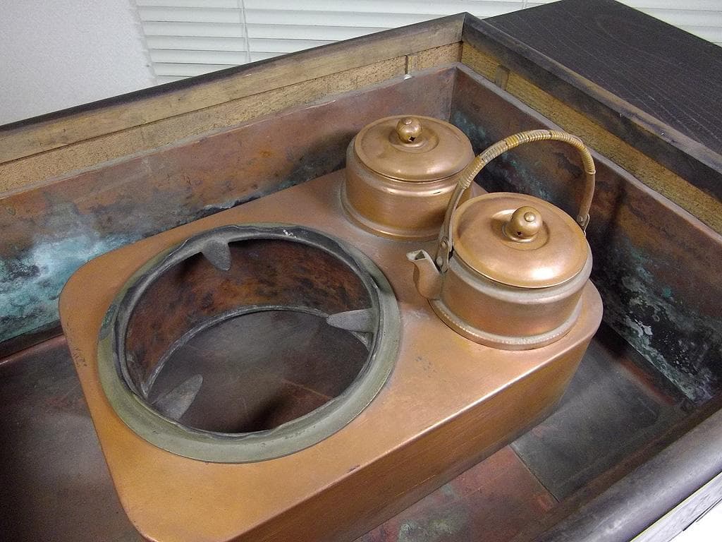 幅65cm 江戸火鉢 関東火鉢 長火鉢 燗銅壺 酒燗器 五徳つき 囲炉裏