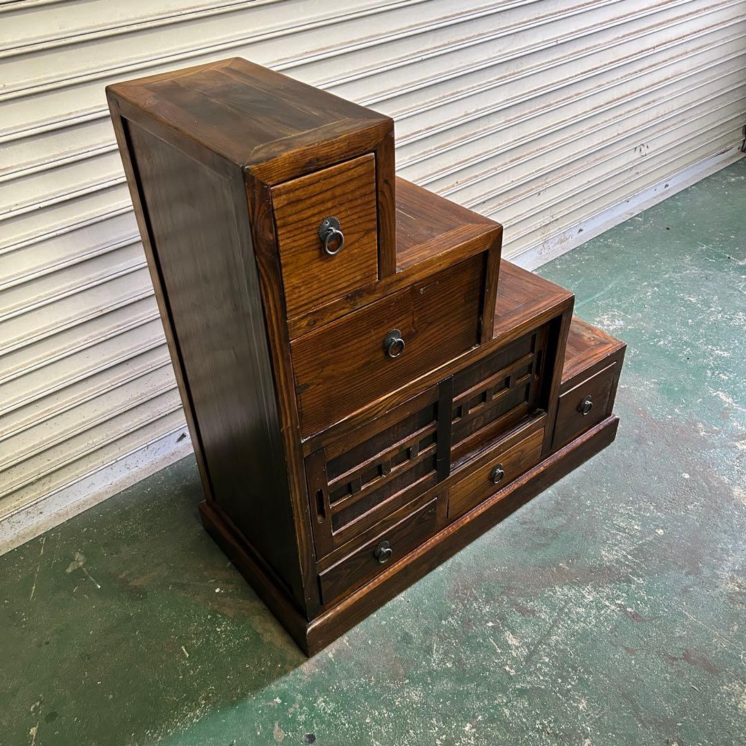 CK5★民芸家具★ 階段箪笥 タンス 飾り棚 小物入 アンティーク レトロ 家具
