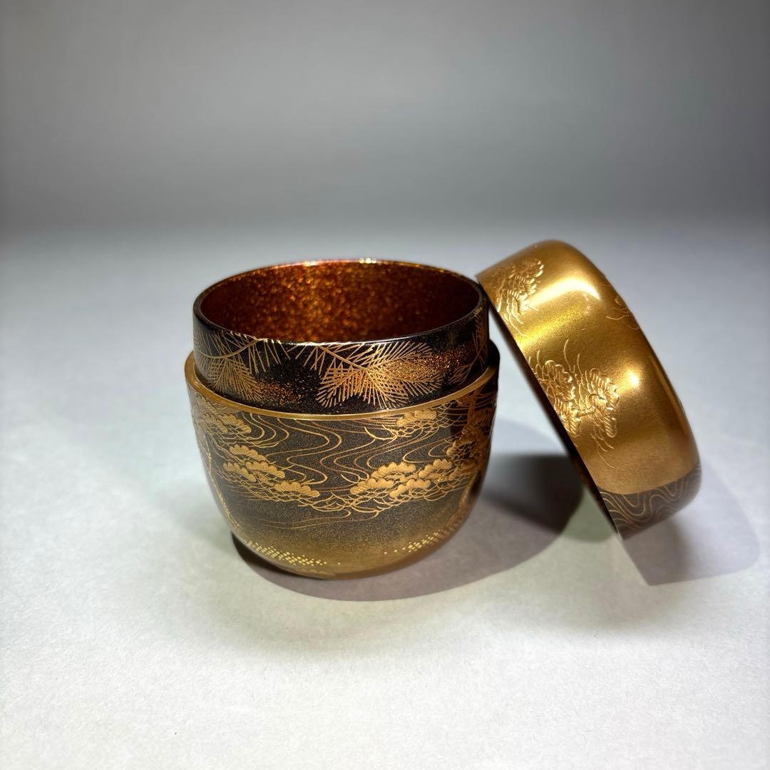 塚本一舟　住吉蒔絵金地大棗　 内梨地(共箱)