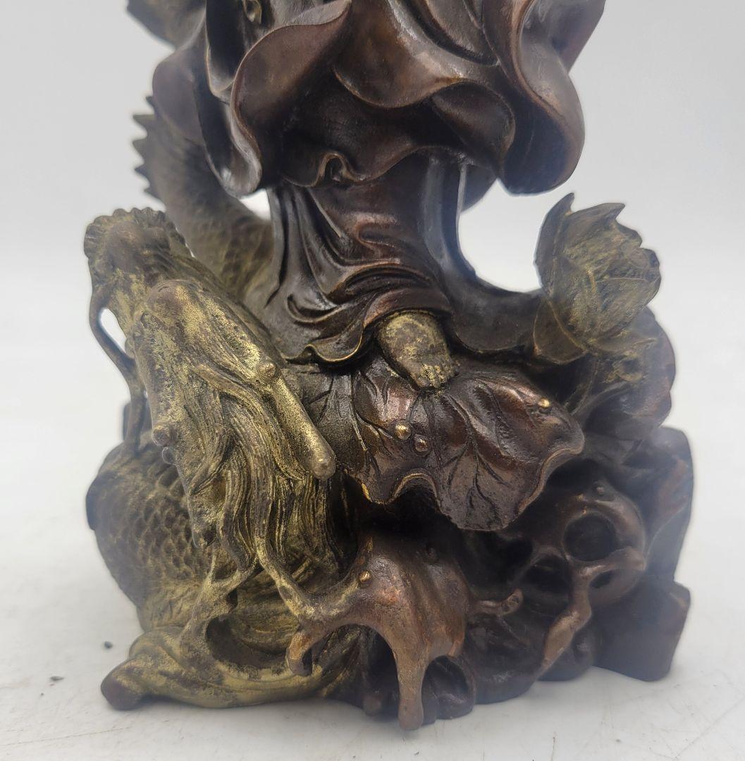 銅製　龍頭観音　仏像　観音像　金属工芸