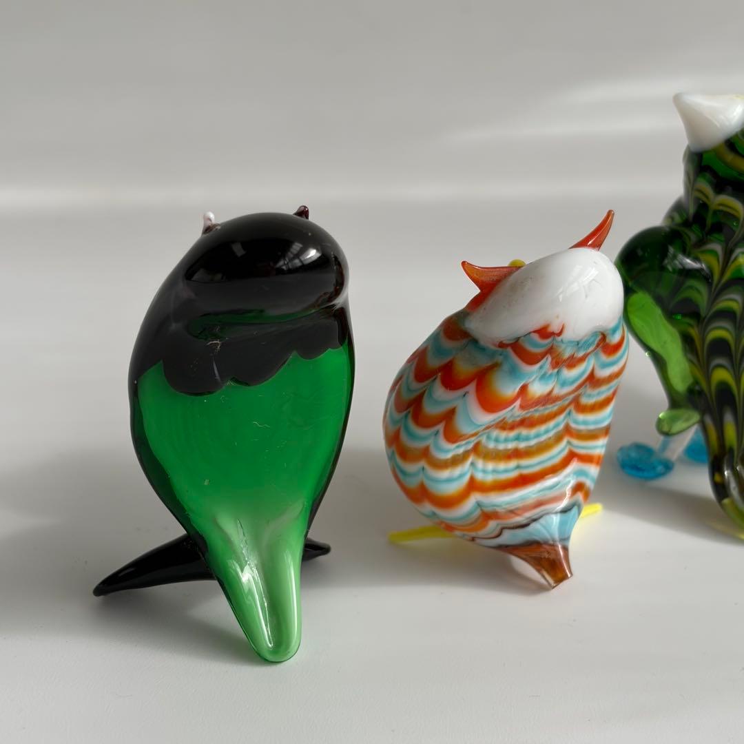 ベネチアングラス　フクロウ　イタリア　ムラーノ島　手づくり　工芸　職人　かわいい