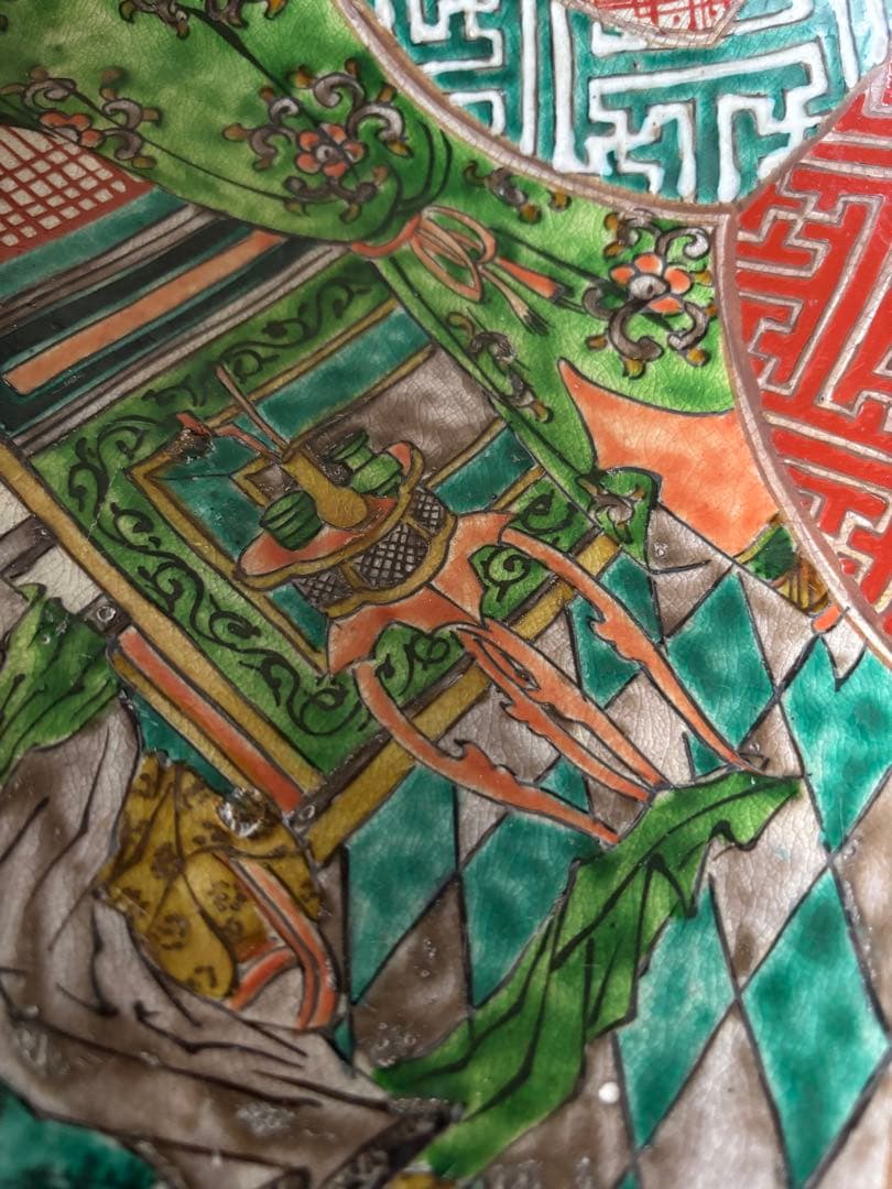 35㎝　貴婦人図　色絵大皿　飾り絵皿　時代物　当時物　有田焼　九谷焼　中国美術