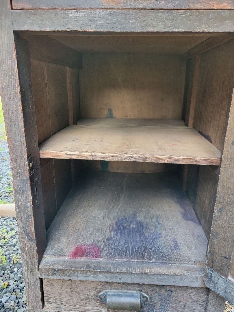 旧国鉄備品 / 木製 / 片袖机 / 引き出し付き 昭和レトロ