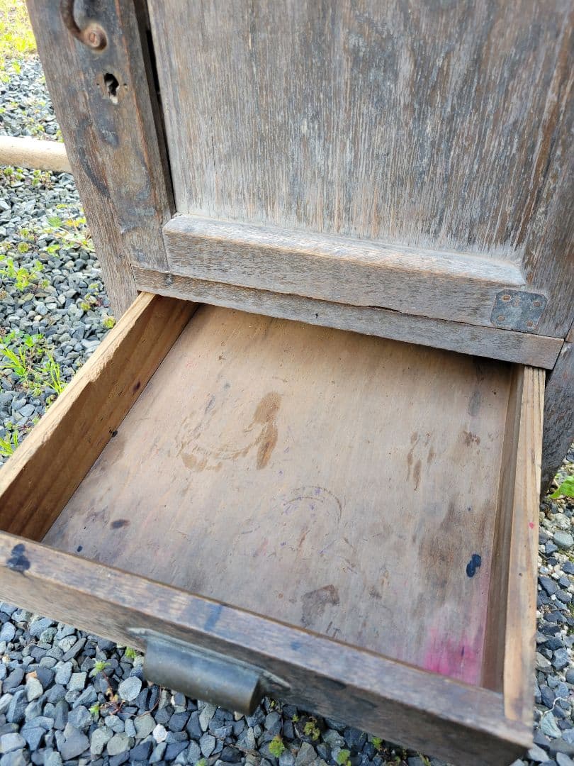 旧国鉄備品 / 木製 / 片袖机 / 引き出し付き 昭和レトロ