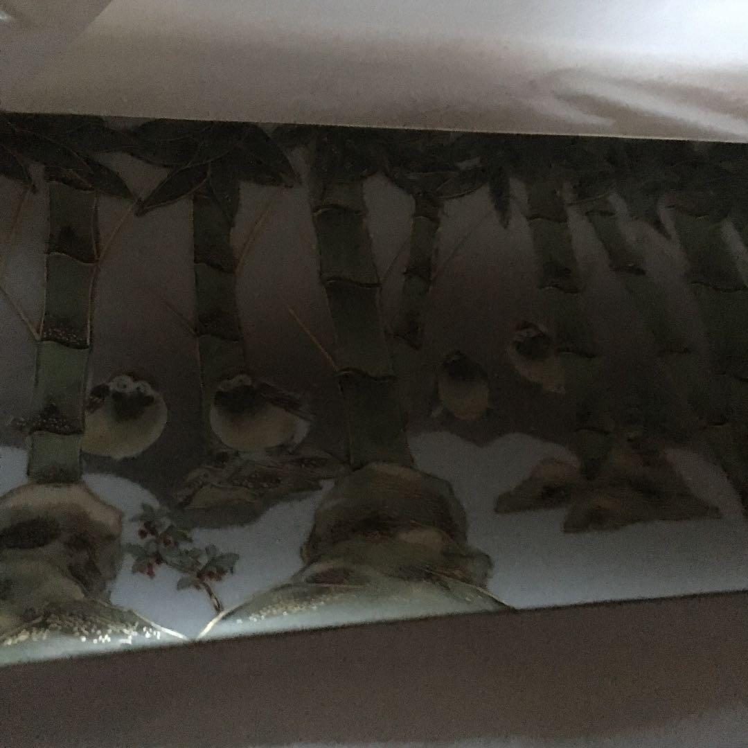 長皿 竹ニ雀の図