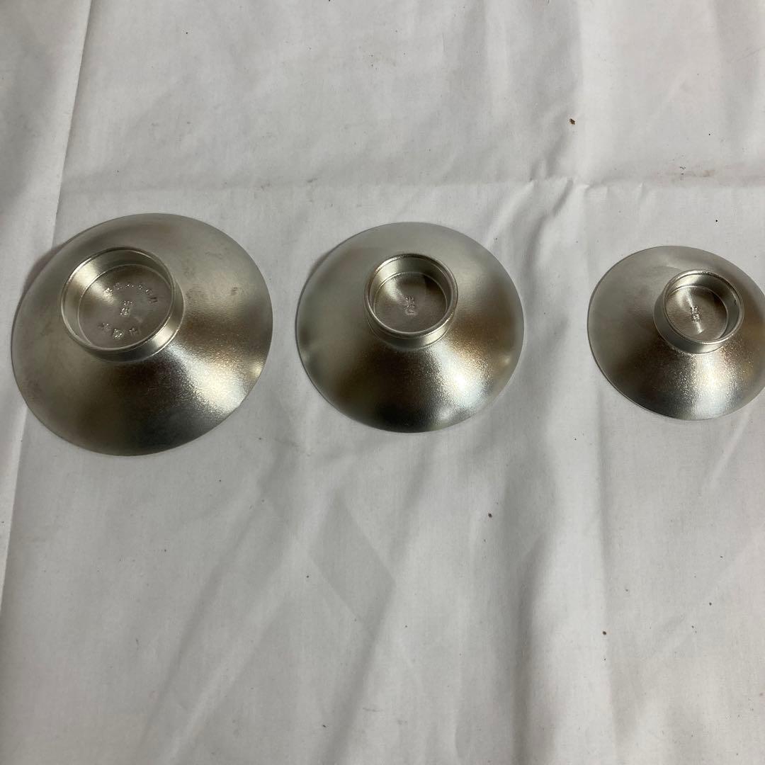 錫半造　錫製三ツ盃盃台セット　新品　未使用品