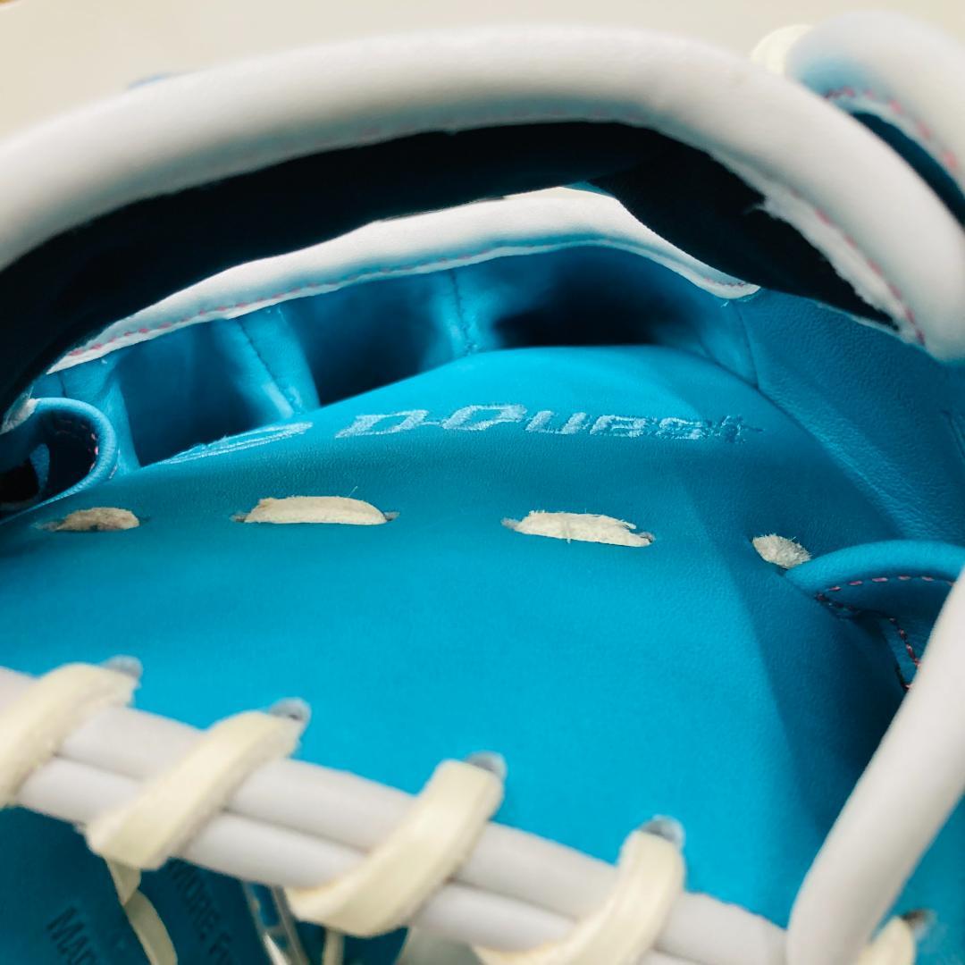 ディークエスト　オリジナルオーダーグラブ　軟式用　内野手用　ちらし水色カラー