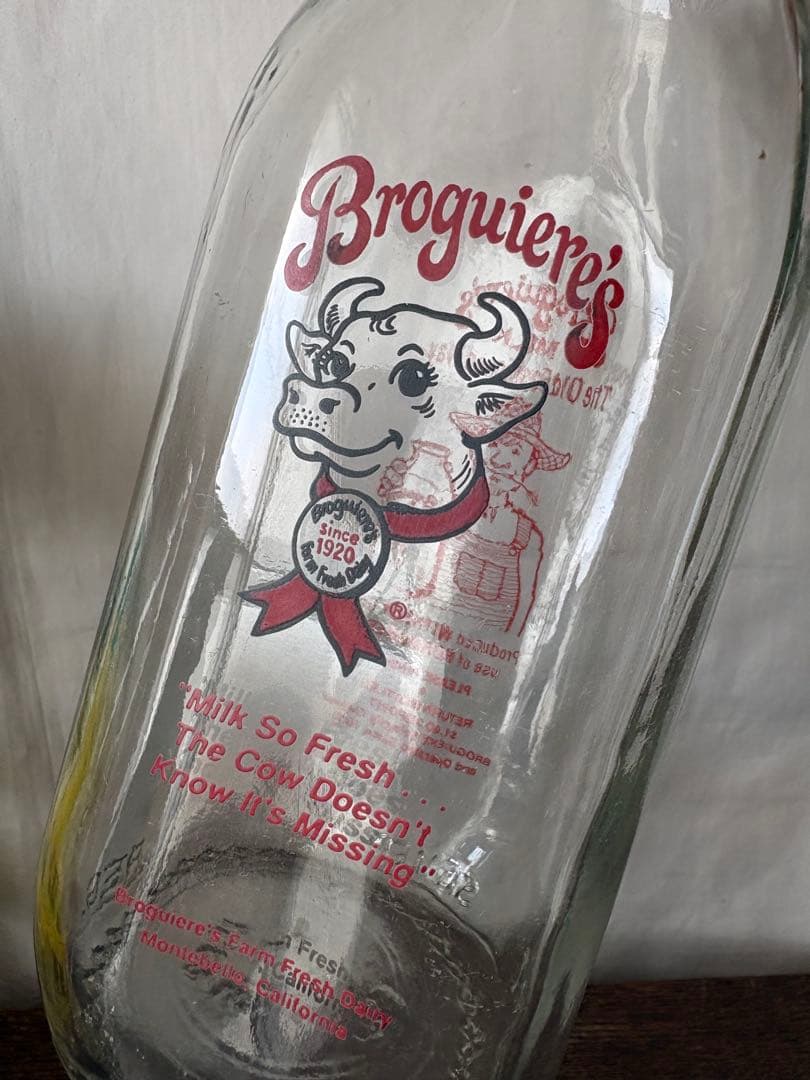 アメリカン雑貨 ビンテージBroqiere's Milk Bottle 牛乳瓶