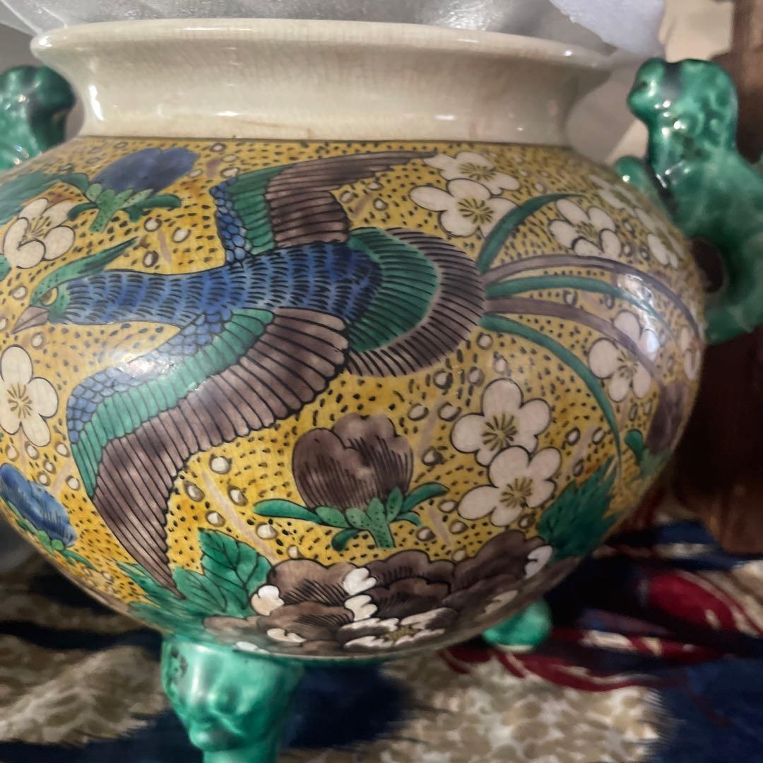 古九谷焼　大型香炉　角福　良品　　店じまいSALE値下