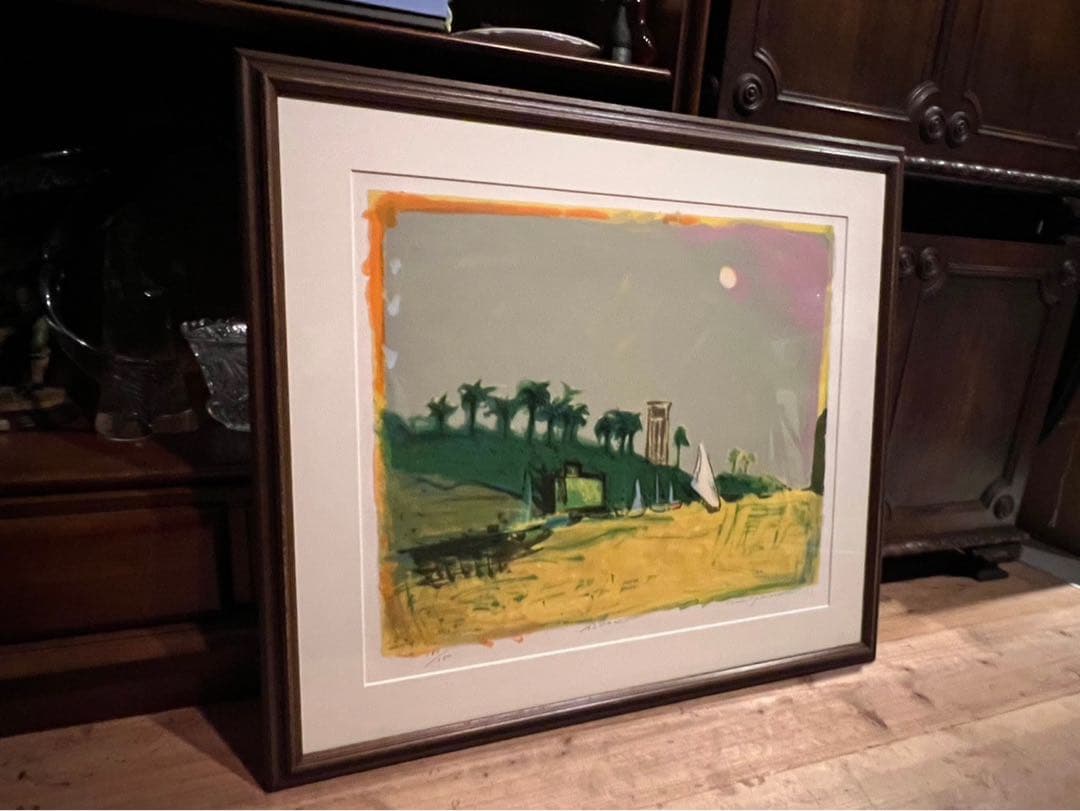 まおぽん＊吉岡耕二 aswan リトグラフ 絵画 額縁 アート