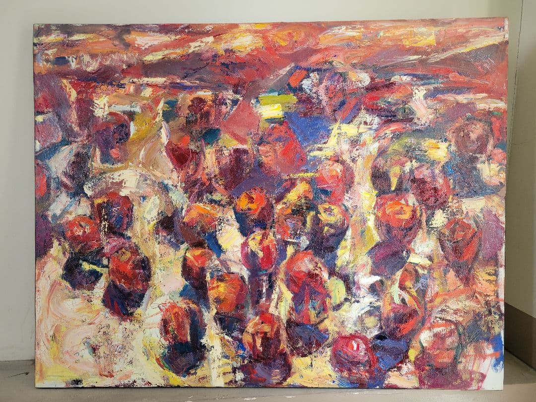 抽象油彩画 果物の静物 大きなキャンバス