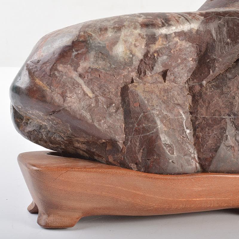 天然石　鑑賞石　菊花石　置物　重さ約1917g　唐木台付　C　R7334