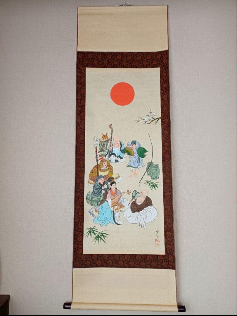 開運!【七福神 宴】掛軸 縁起物 おもてなし 絵 金運 商売繁盛 インテリア