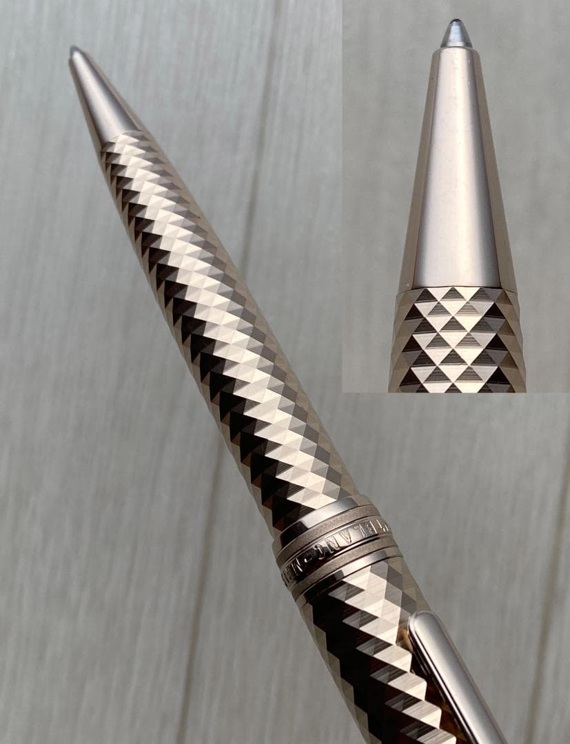 美品 モンブラン シャンパゴールド ソリティアメタル ジオメトリック ボールペン