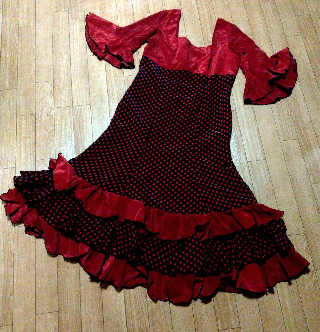 【美品 フラメンコ衣装】レッド×豪華ボランテ MOLINA SEVILLA